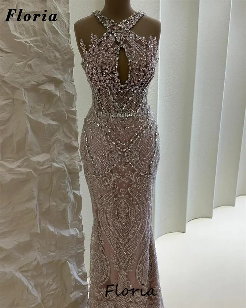 Arabic Beaded Evening Dresses Abendkleider Crystals Red Carpet Dress Vestidos De Noche Mermaid Long Women Engagement Party Gowns
