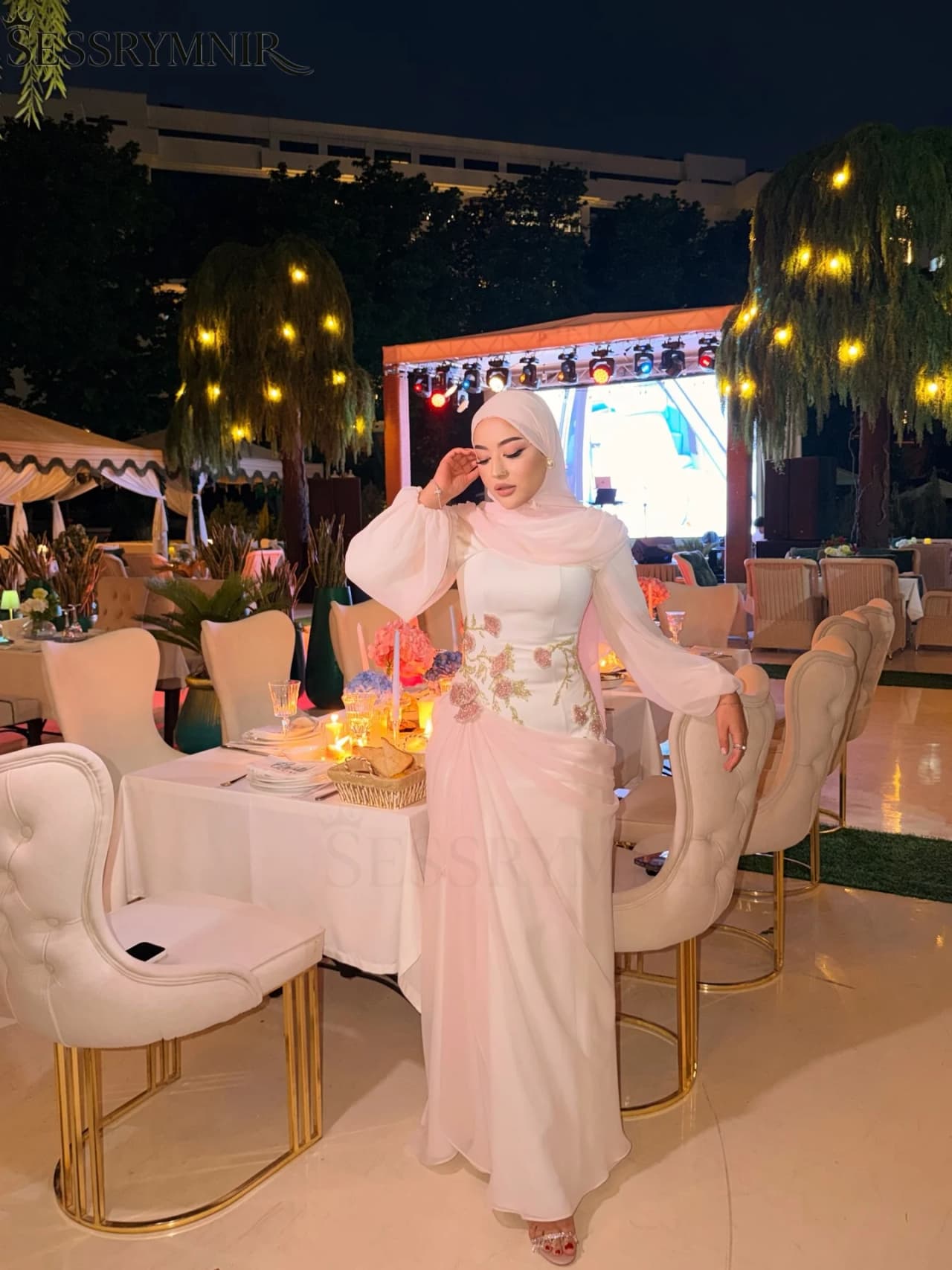 SESSRYMNIR Women'S Formal Evening Gowns Customize Scoop Neck Long Sleeves Evening Dresses A-Line Women'S Wedding Party Attire