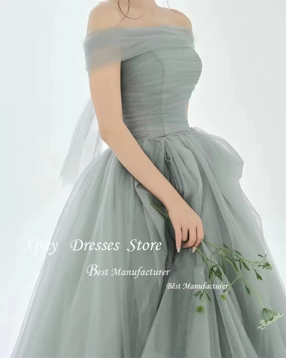 XPAY Fairy Off Shoulder Removable A-Line Simple Evening Dresses Silk Tulle Long Elegant Prom Dresses Customized 저녁 드레스