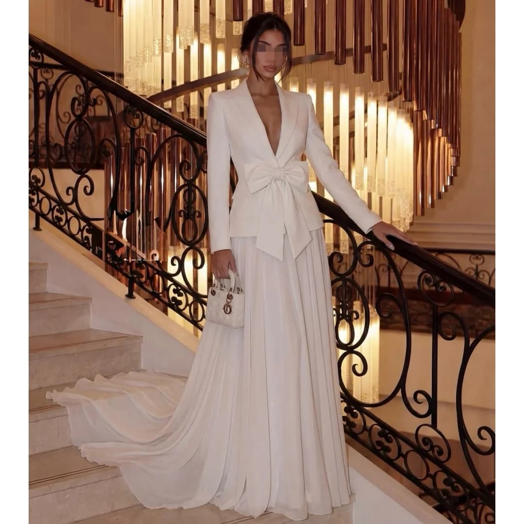 2 Pcs Evening Dresses Jacket Skirt Set Formal Party Dress Elegant Prom Gown Plus Size Vestidos Customized