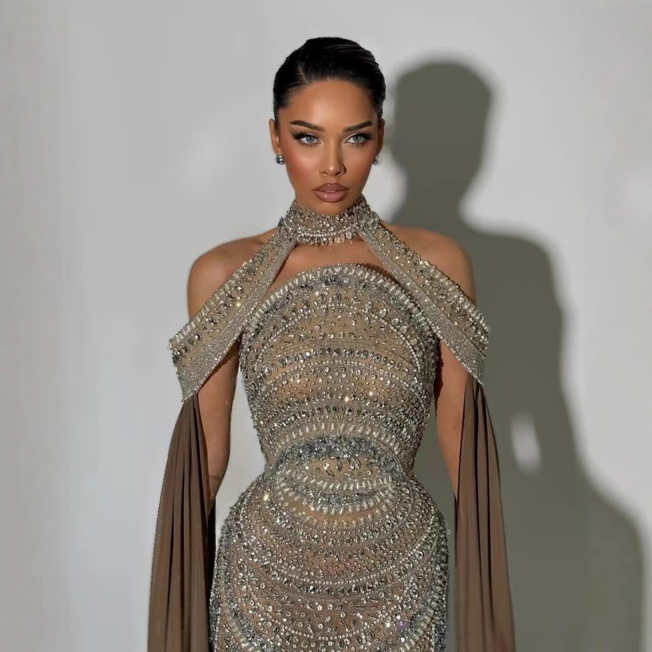 Serene Hill Evening Dress Luxury Kosovo Beaded Gowns with Cape for Wedding Party 2026 Customized BLA73344