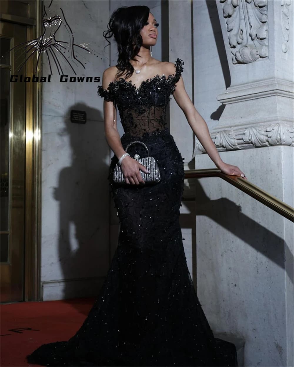 Bespoke Black Prom Dresses 2025 Luxury South African Matric Dance Crystal Party Dress Long Mermaid Evening Gowns Customized