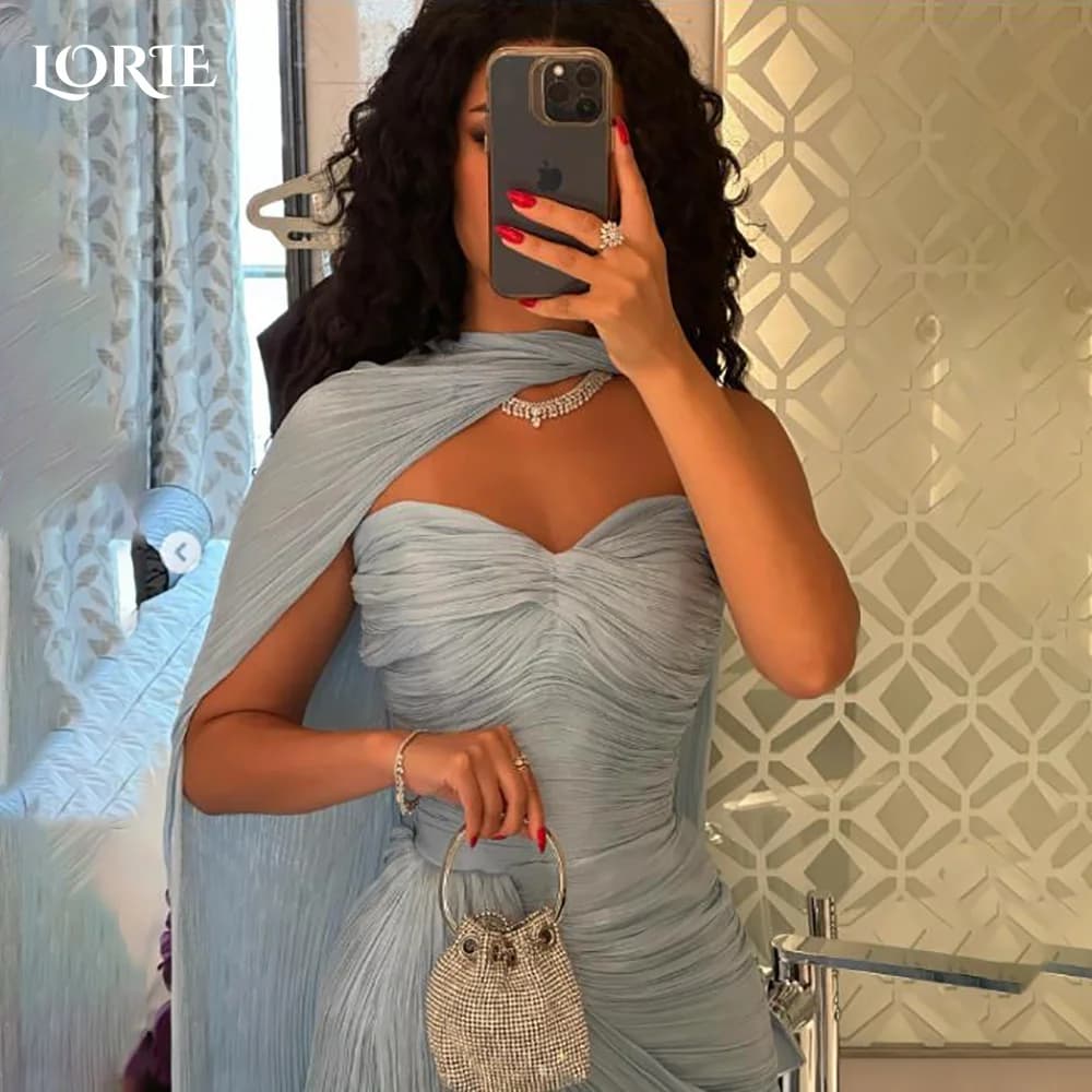 LORIE Shiny Satin Mermaid Evening Dress Sweetheart Ruffle Bobycon Prom Dress Sexy Pleats Party Gown Customized Brithdays Dress