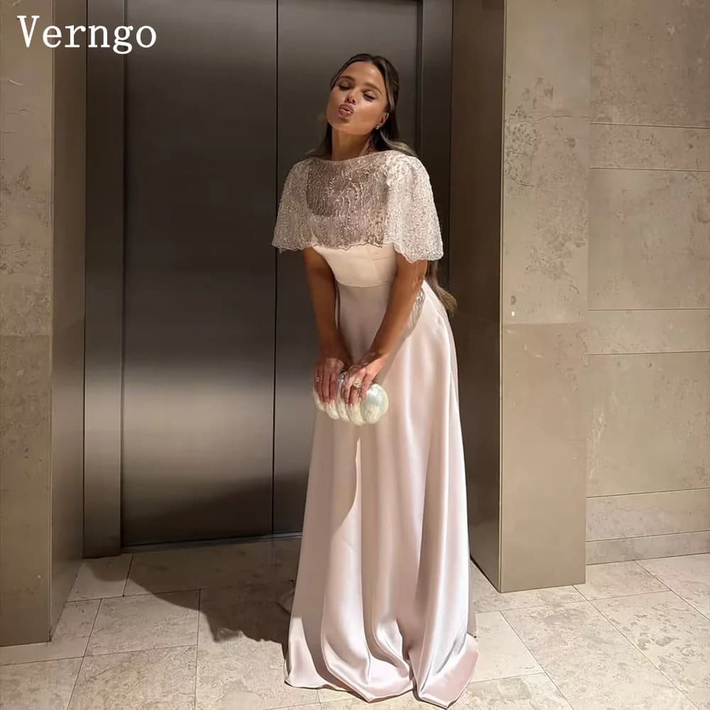 Verngo Shiny Sequined Evening Dress O Neck Sleeveless A Line Maxi Prom Formal Occasion Dress Elegant Arabia Prom Gown Customized