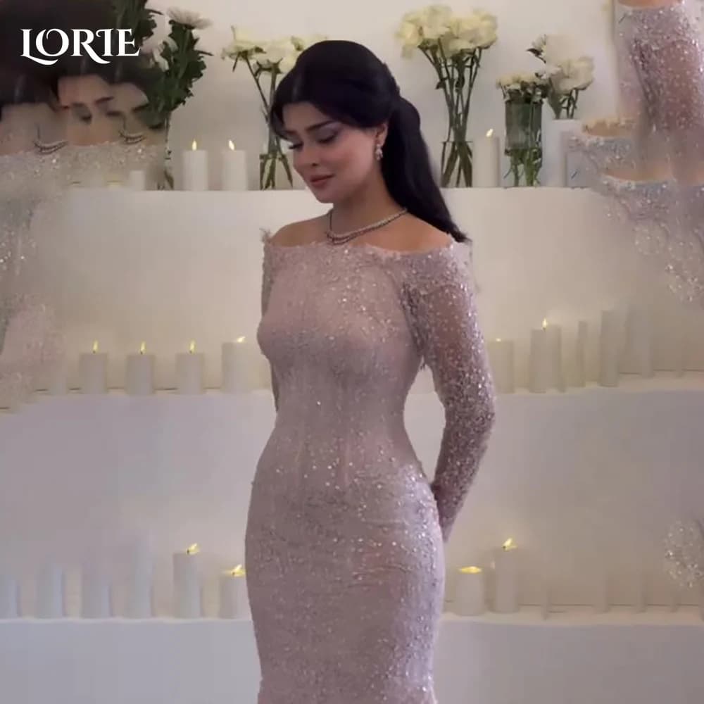 LORIE Halter Sequin Arabia Evening Dress Shiny Pleats Floor Length Mermaid Prom Dresses Bobycon Arabia Party Gown Customized