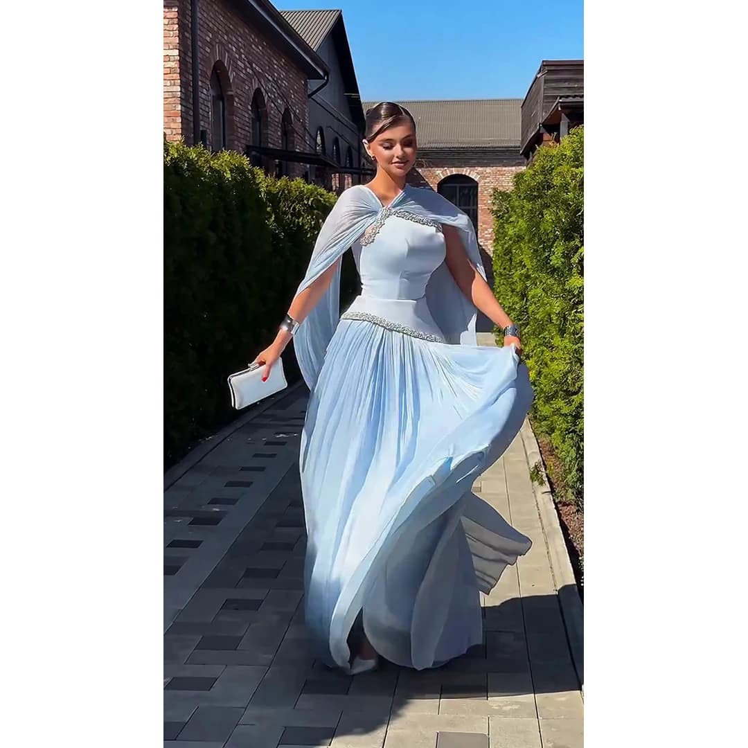 Lumina Shawl Dresses 2026 Luxury Prom Dress 2026 Woman Custom Made Long Evening Dresses for Weddings Line A Rhinestones Women's