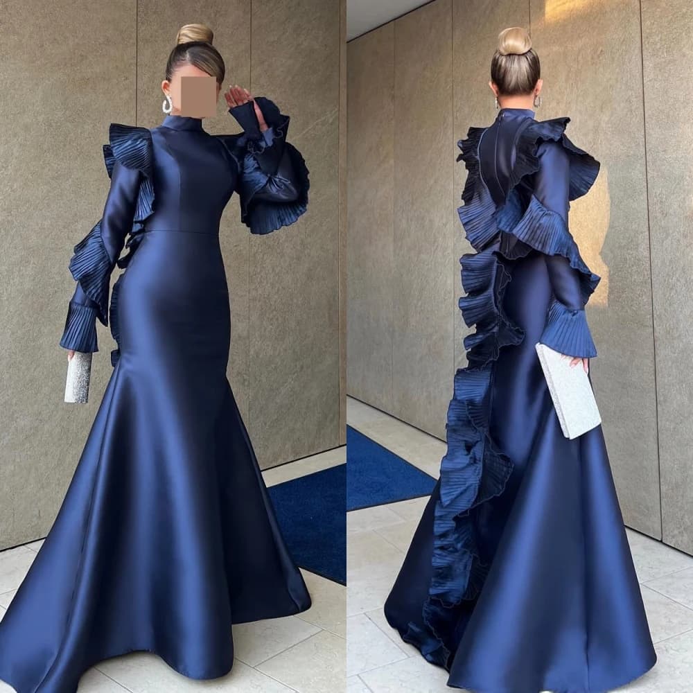 Customized Jiayigong s Draped Ruffles Pleat Graduation Mermaid High Collar Bespoke Occasion Gown Long Dresses