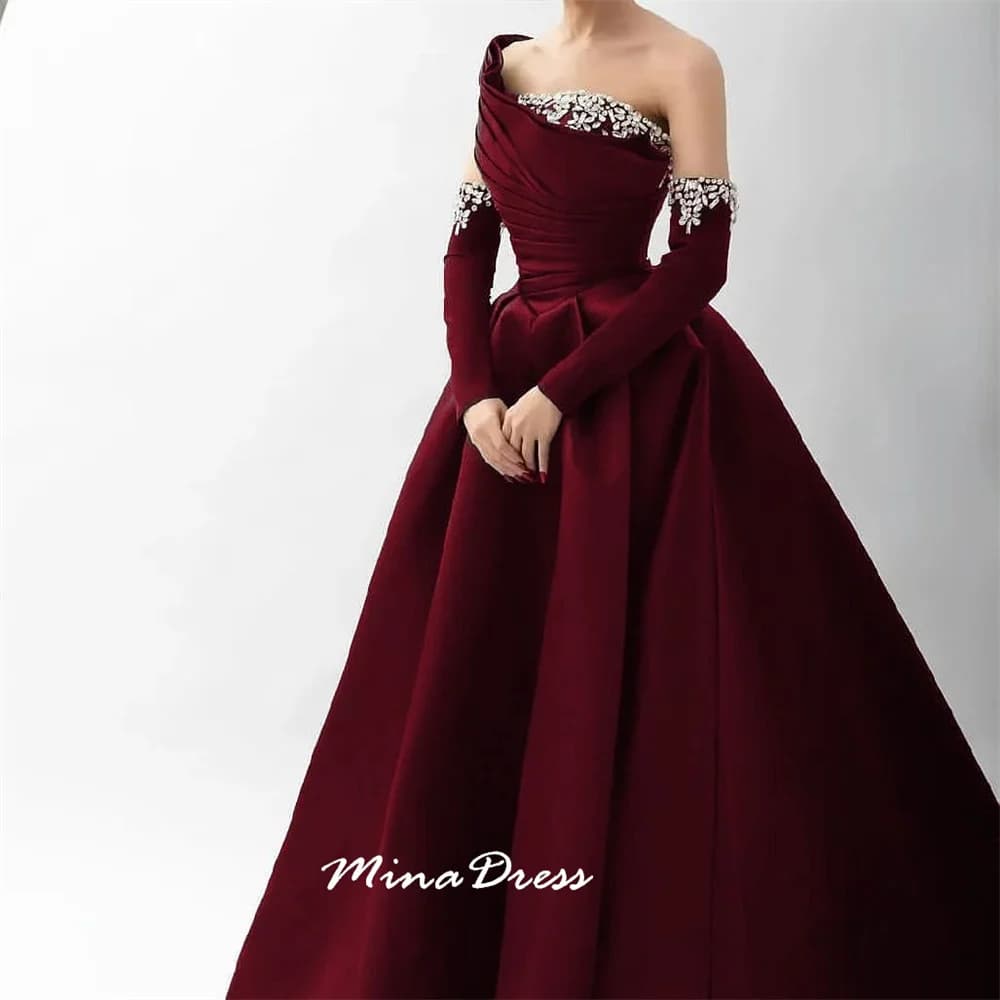 Mina Customized Elegant Satin Women's Evening Gown Elegant Dresses for Women Gala Party Dress Luxurious Simple Evening Wear Prom