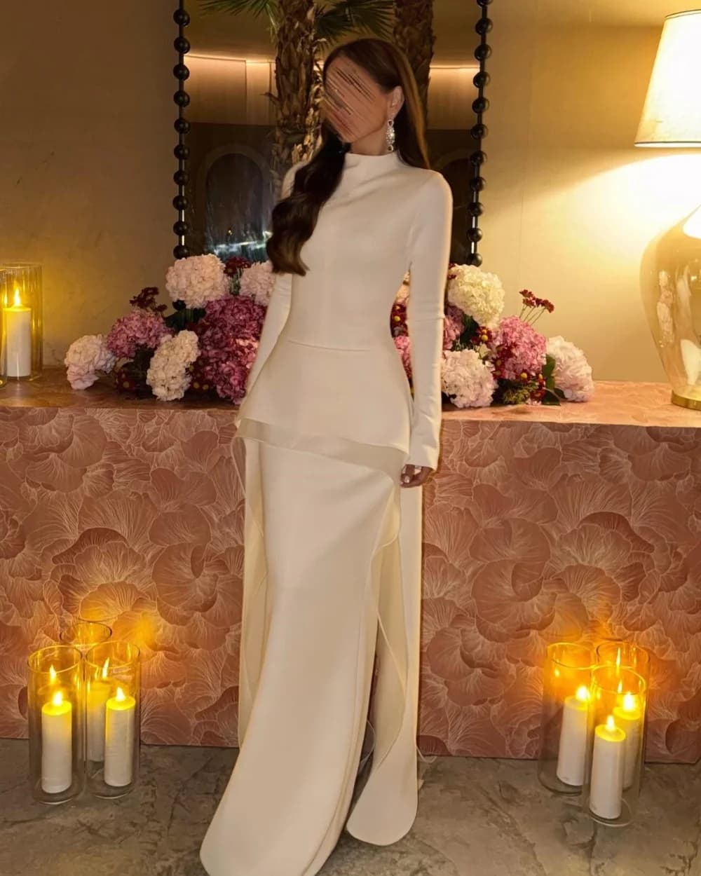 Customized Matching Fashion Jersey Pleat Ruched Straight High Collar Floor-Length Evening Dresses Sizes Available Exquisite
