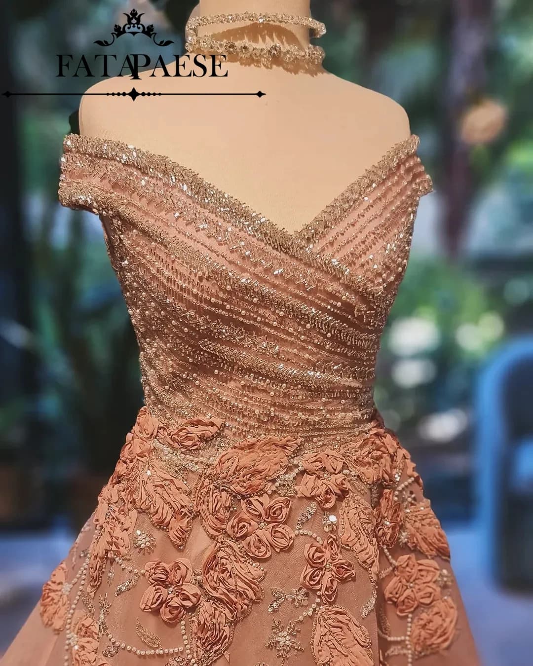FATAPAESE Customized Pearls Beading Flowers Luxury Women's Evening Dress A Line Off The Shouder Floor Length Elegant Prom Gowns