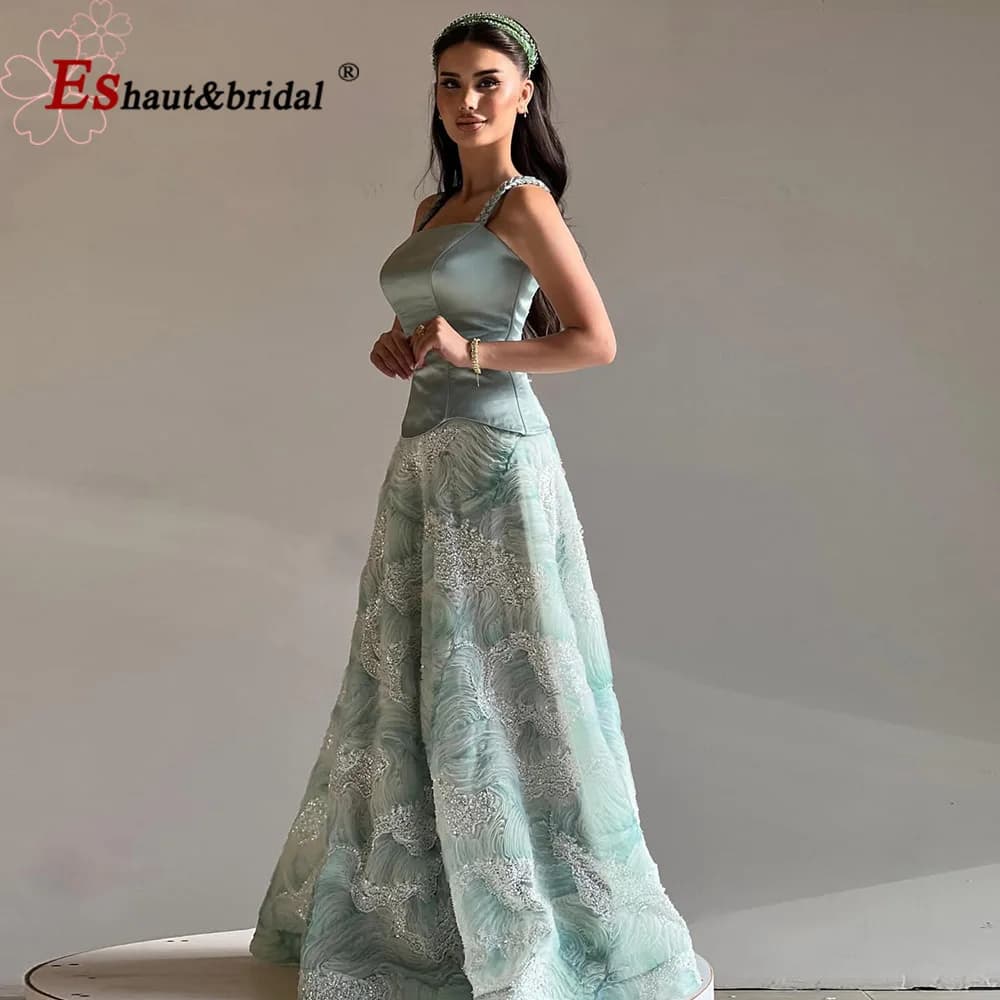 Elegant A-line Dubai Arabia Occasion Evening Dress for Women Luxury Flower Long Formal Prom Wedding Party Gown 2026 Customized