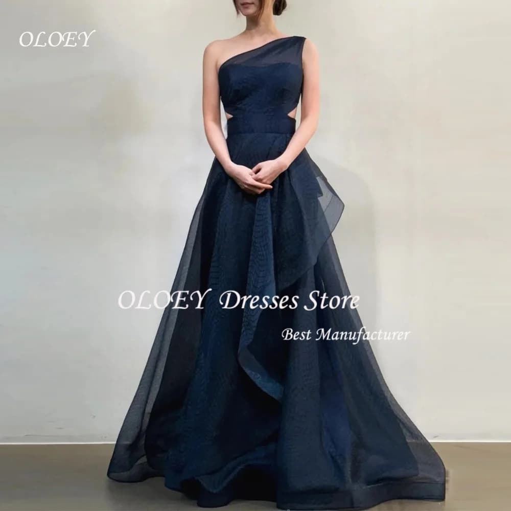 OLOEY 웨딩드레스 Navy Blue Wedding Dresses Korean Silk Organza Elegant A Line Bridal Gown Corset Wedding Snap Dresses 2026