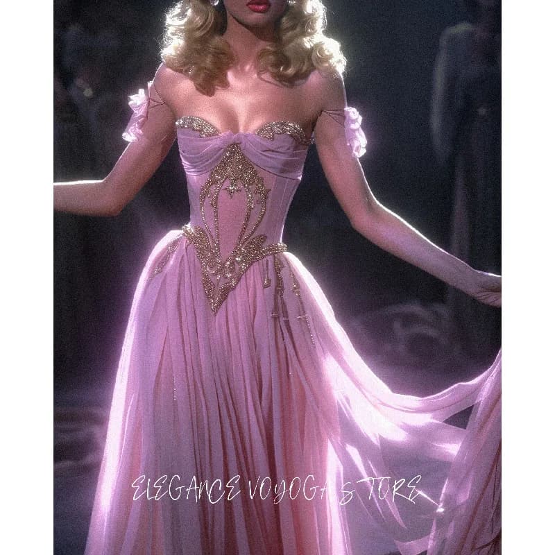 EVS Princess Beadings Evening Dresses for Women Corset Illusion Slit Pleat A-line Prom Gowns Vestido de Gala Plus Customized