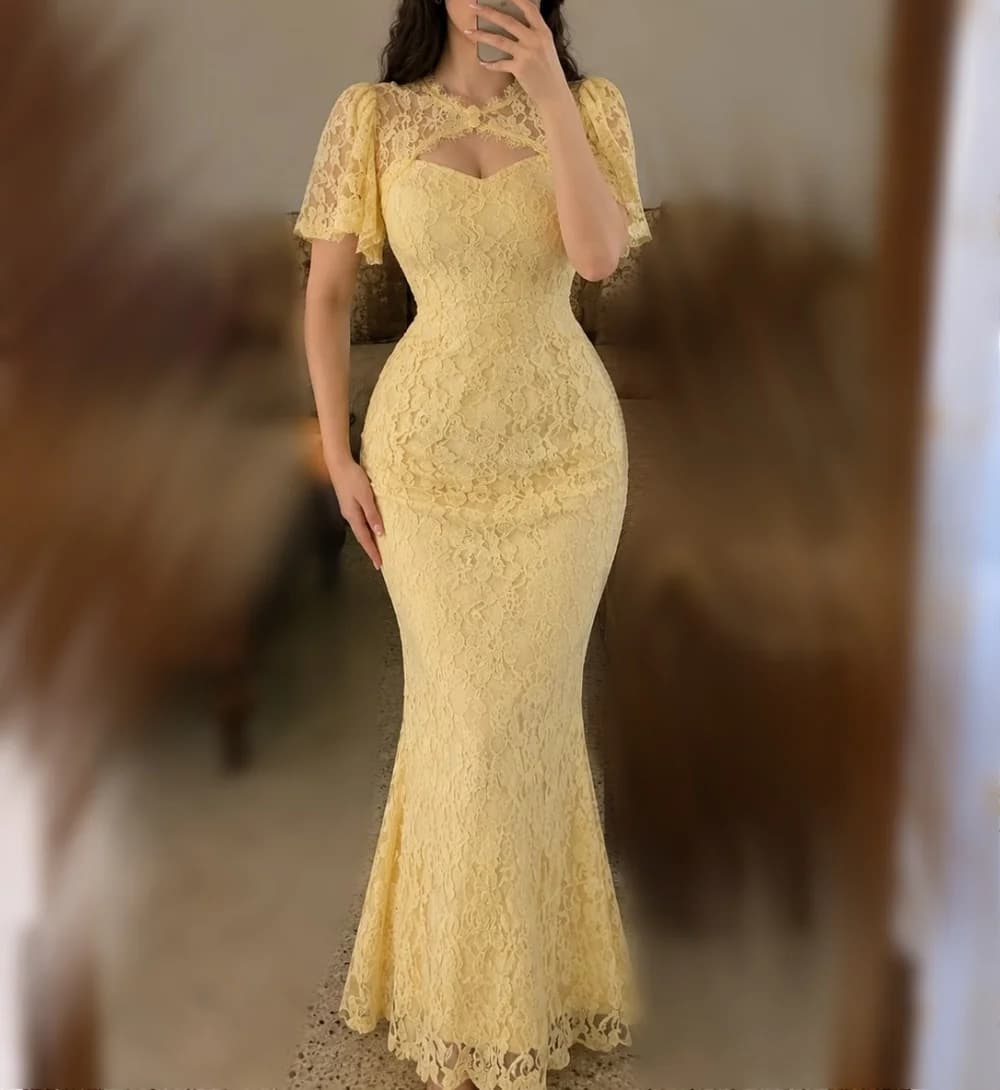 Customized Lace Shawl Formal Evening Dress for Banquet Mermaid Long Dresses Charming Wedding Party Dress