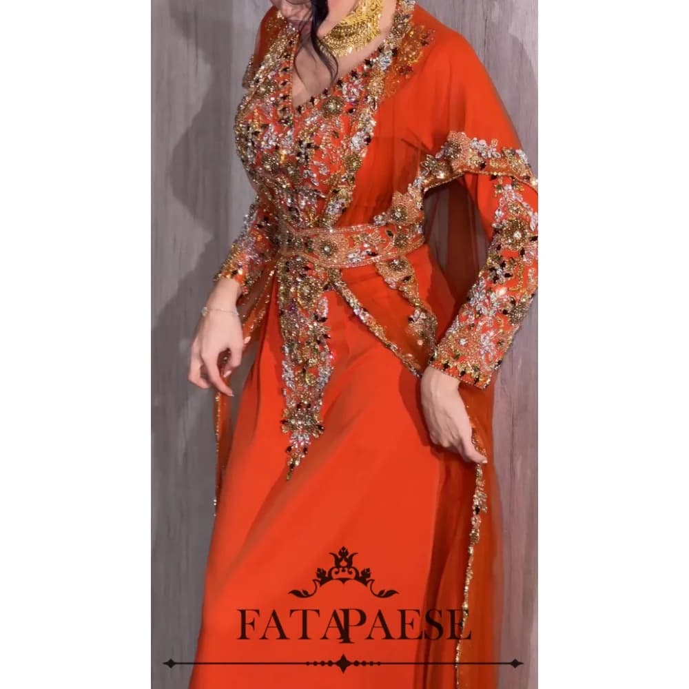 FATAPAESE Customized Sparkling Crystals Luxury Women's Formal Evening Dresses Elengant Flowers Straight Sequins Full Over Gowns