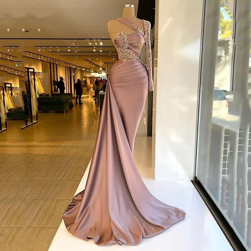 One Shoulder Beaded Evening Dresses Luxury Mermaid Formal Prom Gown Party Gala Dresses for Special Occasions Customized