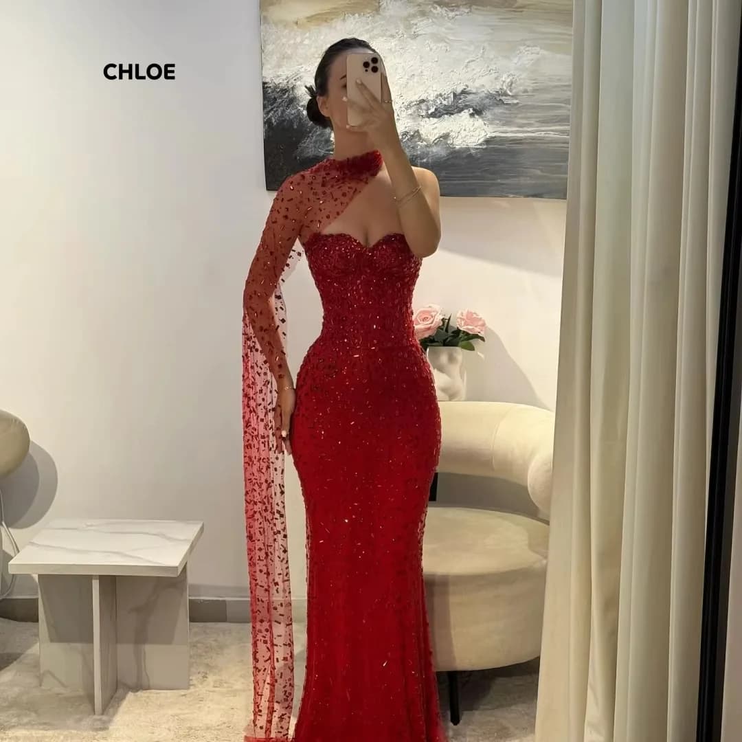 Custom Made Luxurious Party Dress Woman 2025 Off-shoulder Prom Dresses 2025 Luxury Ball Dress Fish Tail Shawl Elegant Gown Gowns