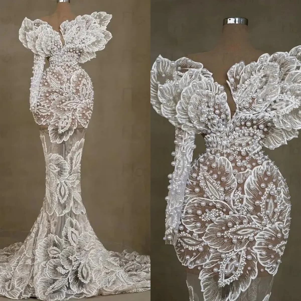 Luxury Gorgeous Evening Prom Dresses Mermaid Crystal Pearls Beads Lace Prom Dress Floor-Length Vestido De Noite Customized