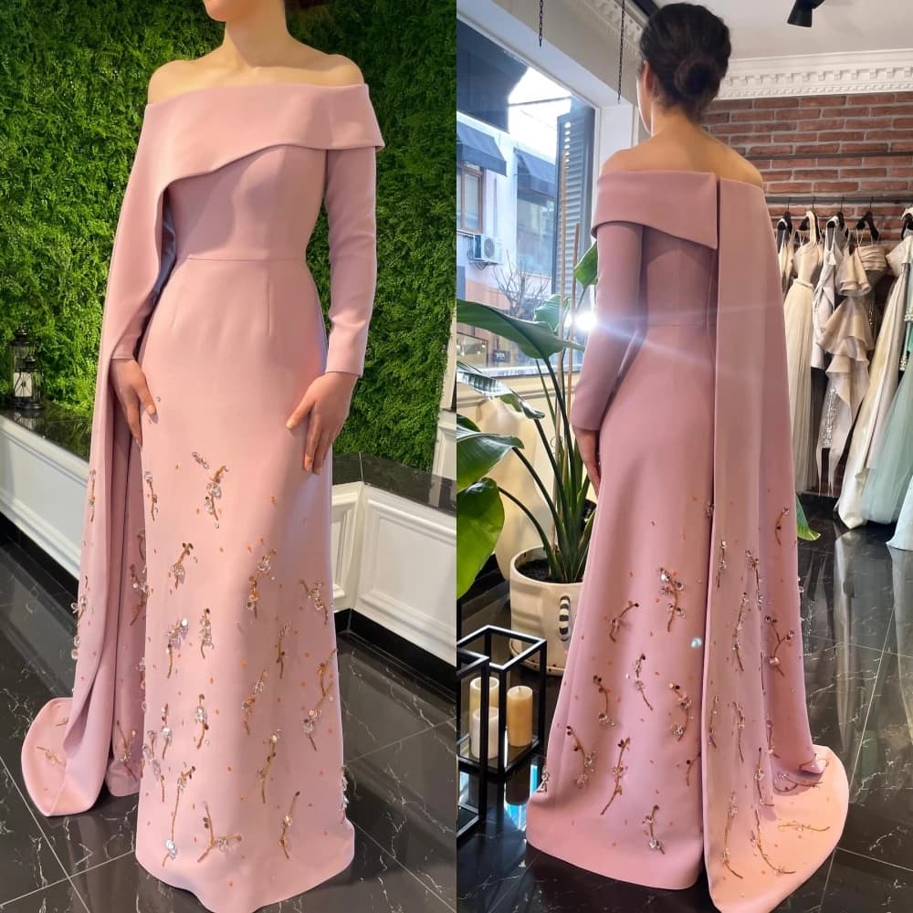 Customized Jiayigong s Draped Beading Evening Sheath Off-the-shoulder Bespoke Occasion Gown Long Dresses