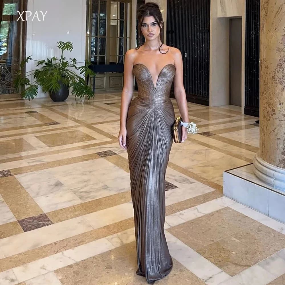 XPAY 2026 Mermaid Sleeveless Prom Dresses Sweetheart Sleeveless Pleat Evening Dress Long Formal Gown Robe De Soirée Customized