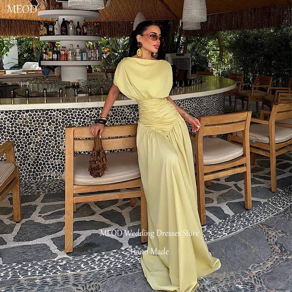 MEOD Satin Evening Dresses Women Fashion Elegant A Line Vestidos De Fiesta Modern Floor Length Formal Party Attire Customized