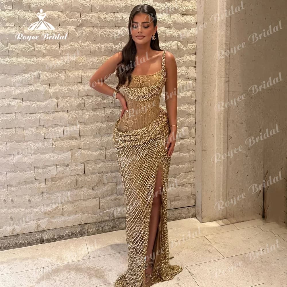 Playful Spaghetti Scoop Evening dresses 2026 Ruffles Beaded فستان سهرة نسائي luxury women's formal evening gowns Customized