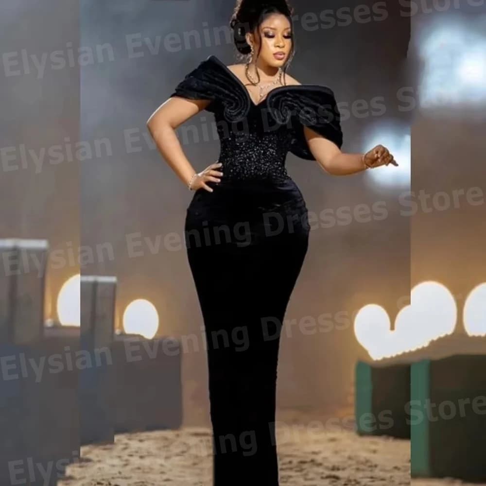 Fascinating Women's Mermaid Off Shoulder Evening Dresses Customized Robe De Soirée Prom Gowns Beaded Party Vestidos Para Mujer
