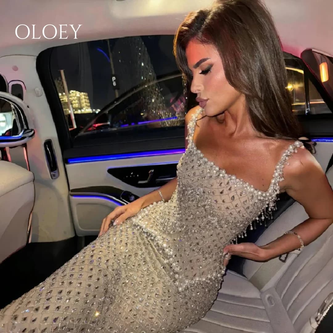 OLOEY Exquisite Crystal Evening Gown Mermaid Wedding Party Dresses Maxi Dress Vestidos De Fiesta Robe De Soiree Csutomized