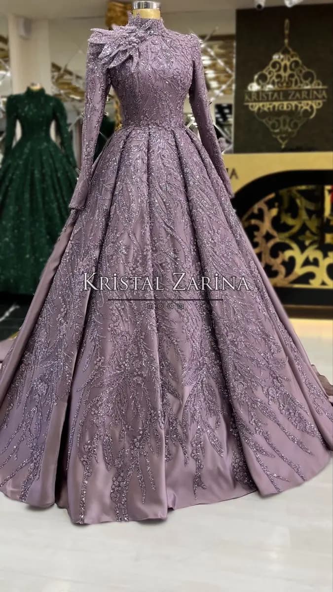 Luxury Full Lace Long Sleeve Muslim Evening Dresses 2025 High Neck Lace Plus Size Formal Prom Party Gowns Robe De Soiree
