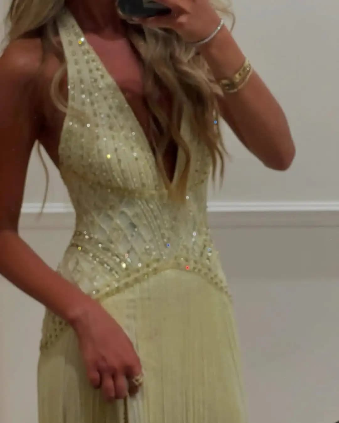 Design Fashion Luxury Halter Crystal Beading Sequins Glitter Evening Dress Sexy V Neck Backless Tassel Prom Wedding Party Gown
