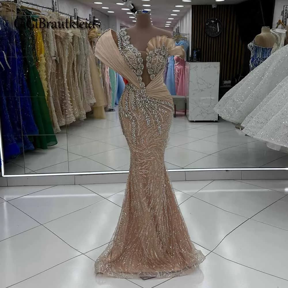 GiGiBraut Luxurious Evening Dresses for Women with Rhinestones Ruched Mermaid One-Shoulder Vestidos De Fiesta Customized