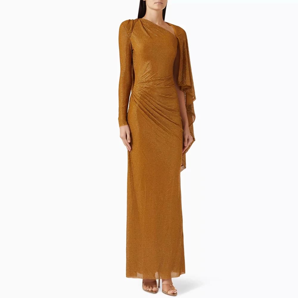 Fashion Tulle Evening Dress Classic Mermaid Long Sleeves Customized Party Dresses Delicate Crystal Special Occasion Gowns