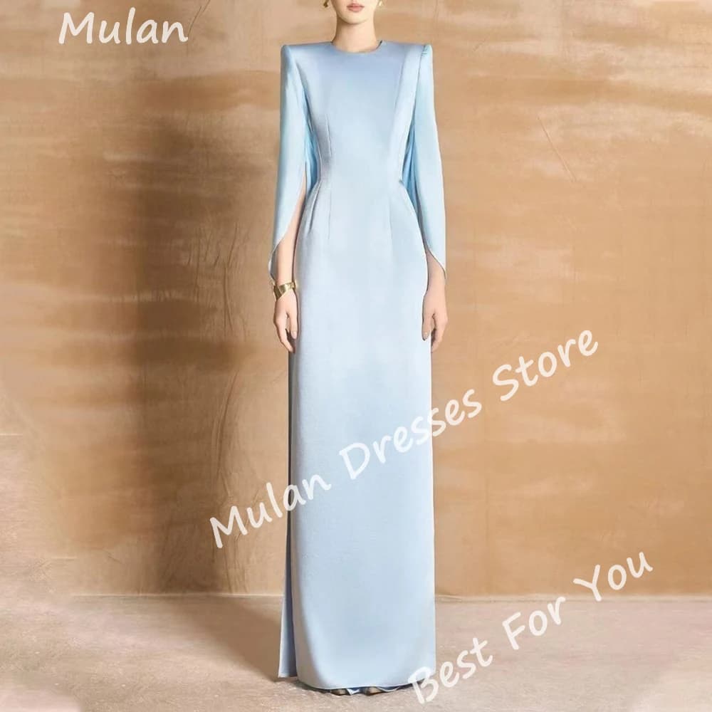 Customized Elegant Long Evening Dresses for Women Satin O-Neck Floor-Length Mermaid Sweep Train Special Events Prom Party 2026