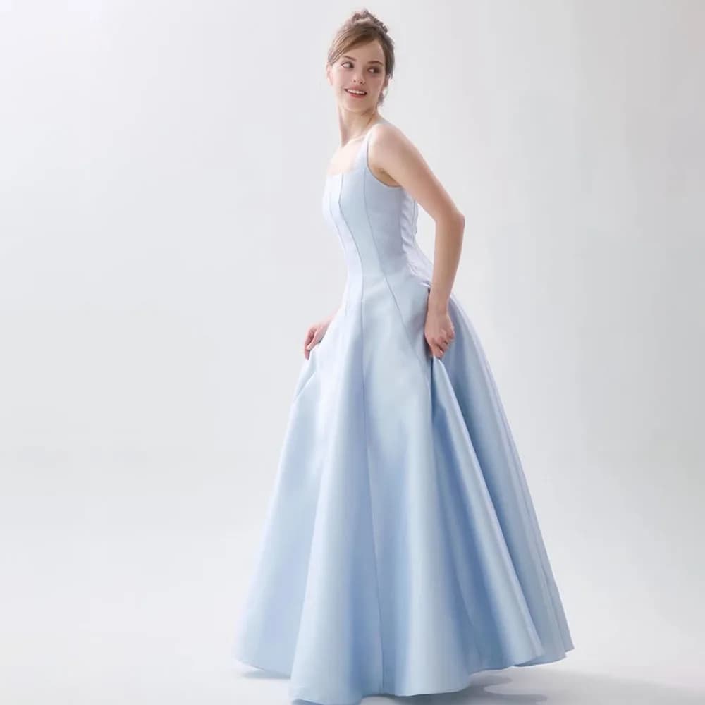 XPAY Light Blue Detachable Coat Evening Dresses Korea Wedding Photoshoot A-line Floor-Length Prom Gown Customized
