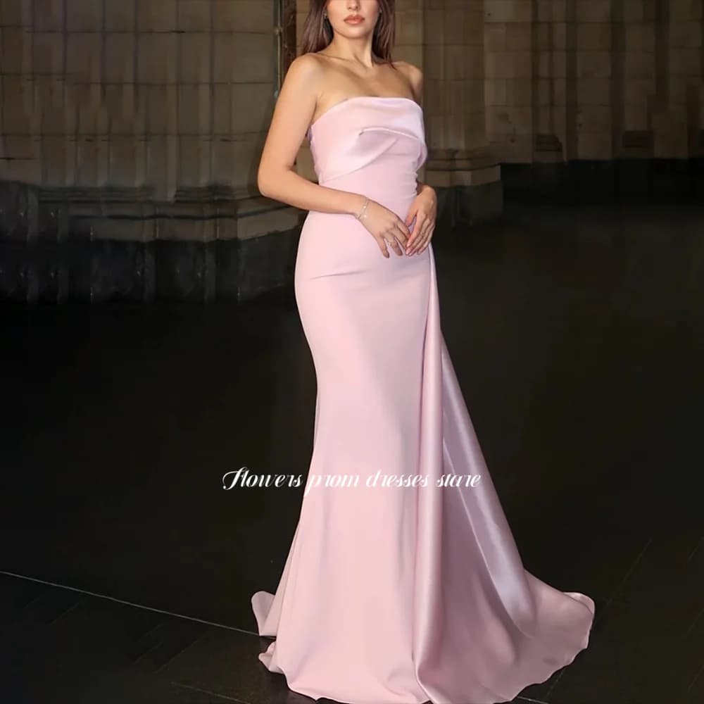 Flowers Mermaid Evening Dresses Satin Party Dress with Pleats Christmas Dress for Women فساتين مناسبة رسمية Customized
