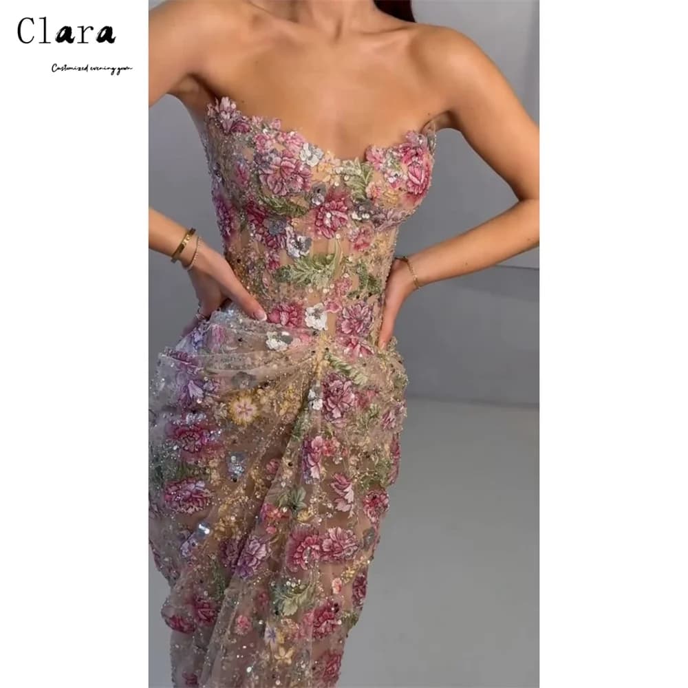 Clara Custom Flower Fishtail Strapless Lace Elegant and Formal Women's Dresses Prom Luxury Dresses Dress Party Women's Ball Gown